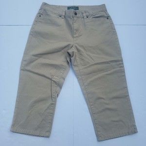 Lauren Jeans Co Ralph Lauren Womens Beige Classic Midcalf Khaki Capri Pants 4P